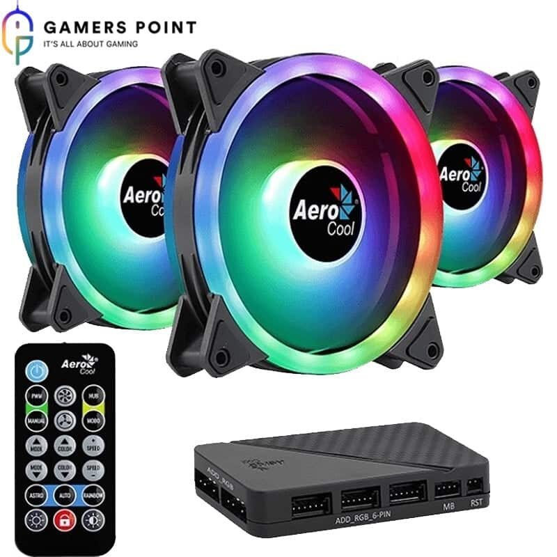 ARGB Fans Duo 12 Pro Pack Aerocool 3x and RGB | in Bahrain