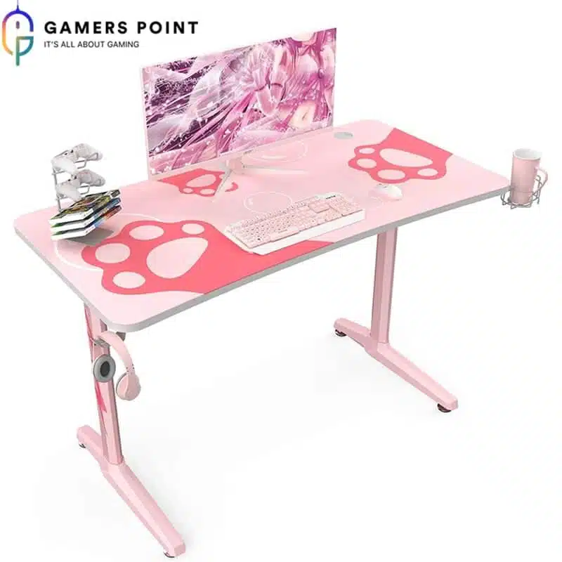 EUREKA Gaming Table Pink Cup Holder and Headphone | Bahrain