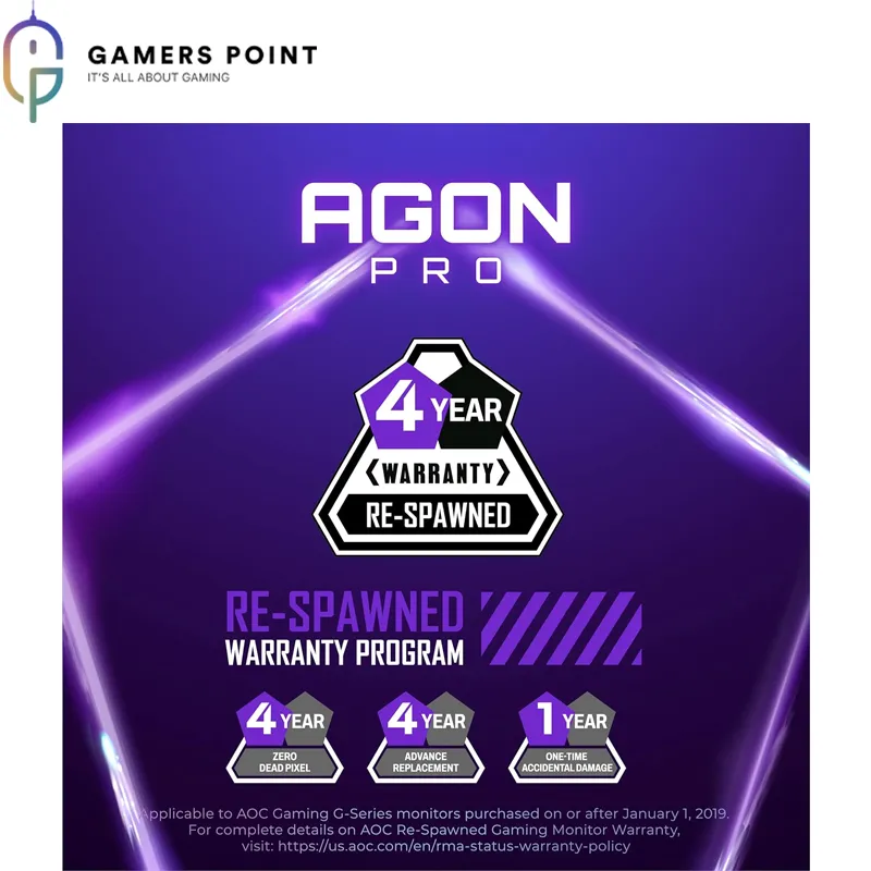 AOC Agon PRO AG254FG 25 Tournament Gaming Monitor, FHD 1920x1080, 360Hz,  1ms, DisplayHDR 400, G-SYNC + Reflex, Console Ready, Light FX, Low Input