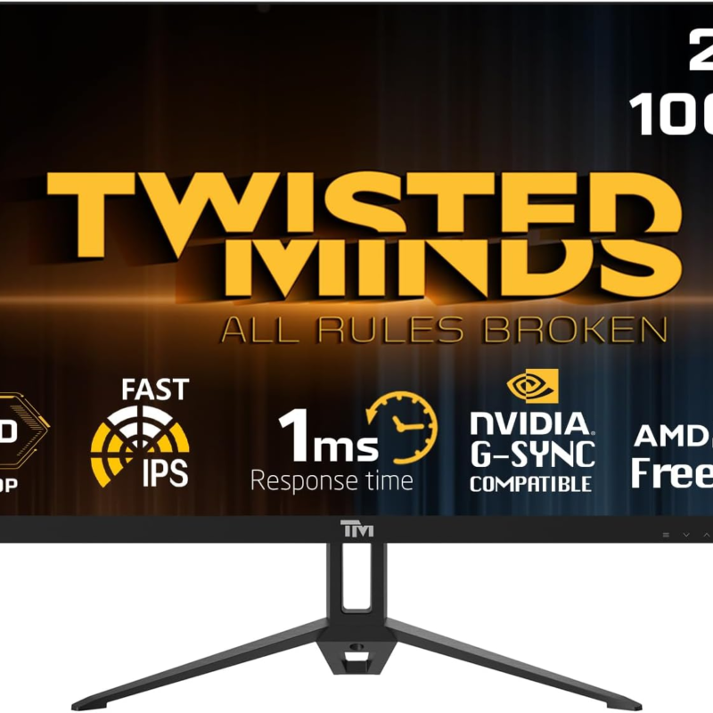 Twisted Minds 27 Inch Display Fast IPS Gaming Monitor - 1920 x 1080 FHD Resolution, 100 Hz Refresh Rate, 16:9 Aspect Ratio, 1 ms Response Time - Black (TM27FHD100IPS)